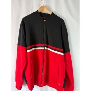 Sean John Mens 2XL Black Red White Striped Full Zip‎ Jacket